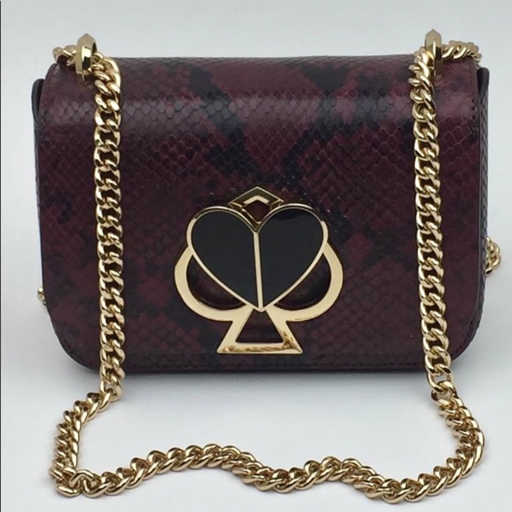KATE SPADE nicola snakeskin embossed shoul…